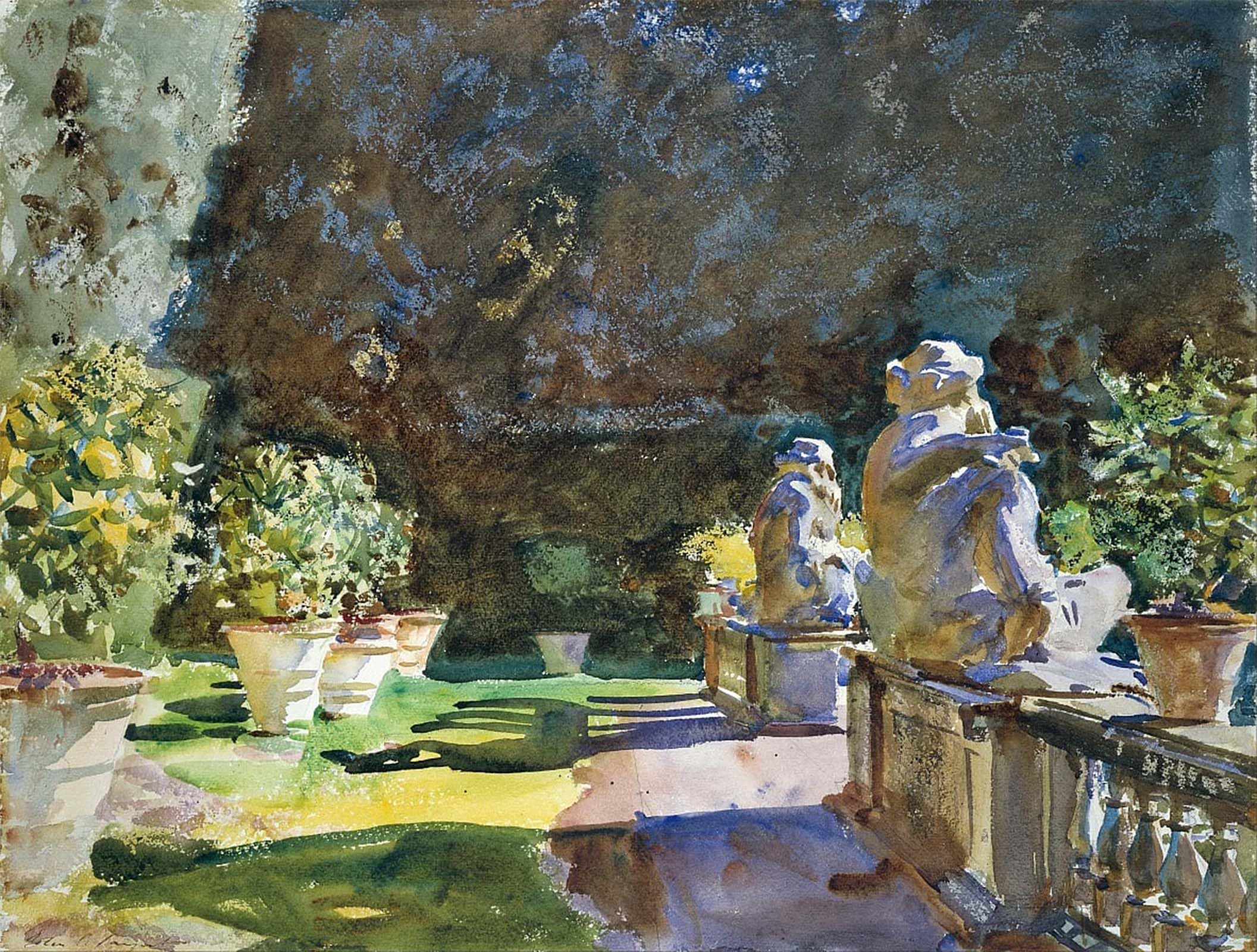 ARTXLXXBN Famous Prints Artwork Pictures Poster Painting Art Villa Di Marlia Lucca by John Singer Sargent Artwork Landscape Pictures for Home Decor 60x90cm