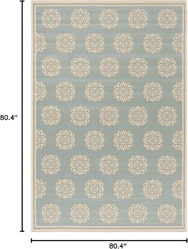 Miniatura 2 de SAFAVIEH Linden Collection LND181K - Alfombra cuadrada de 6 pies 7 pulgadas, diseño geométrico para interiores y exteriores, no desprende pelusa,