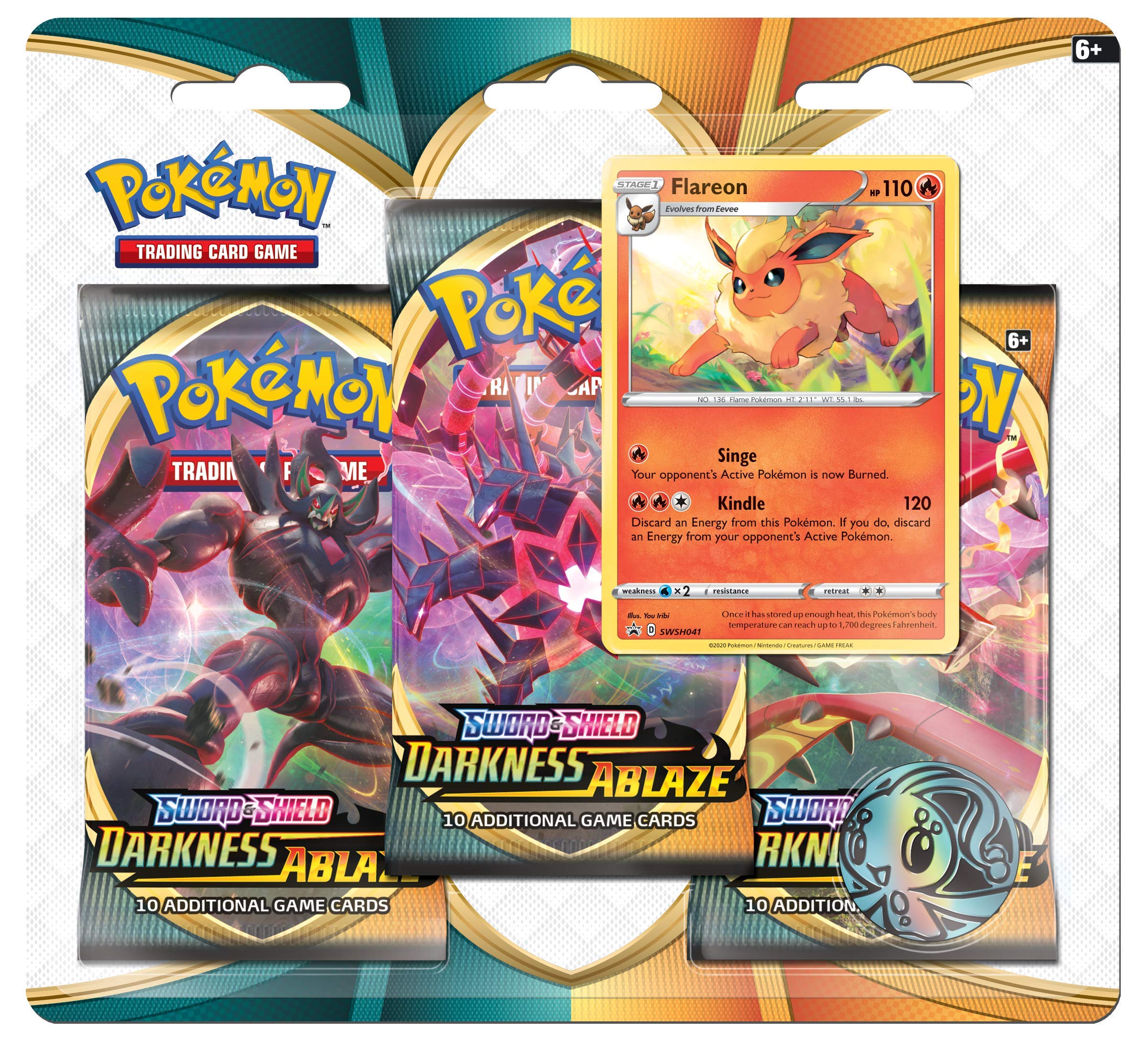 Amazon.com: Pokemon TCG: Sword & Shield-Darkness Ablaze Three-Booster  Blister : Toys & Games