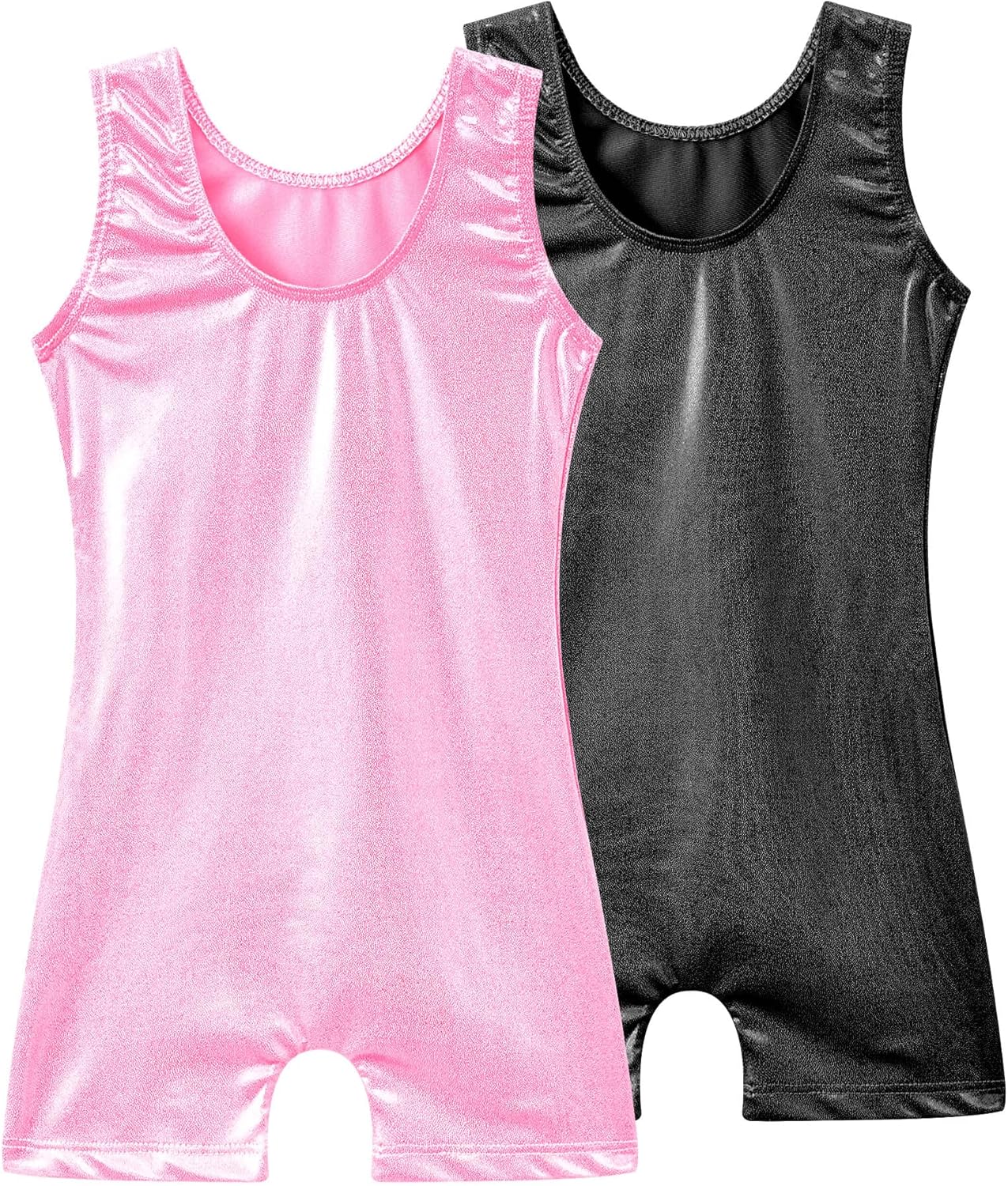 Girls Gymnastics Leotards Shiny Tumble Bodysuits Dance Biketards Workout Activewear 2 Pack for Kids Child Practise - Image 2