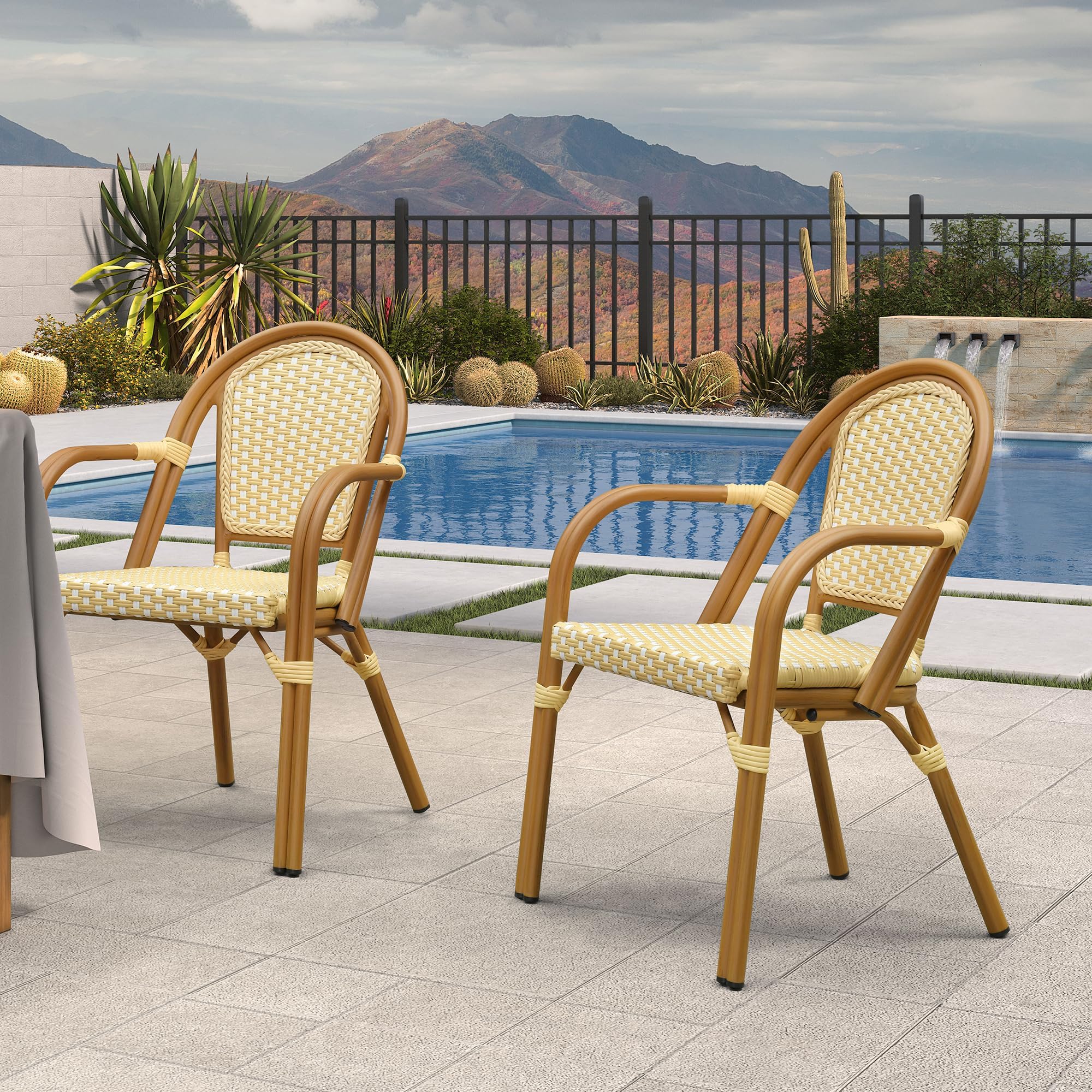Amazon.com : PURPLE LEAF French Wicker Bistro Armchairs Set of 2
