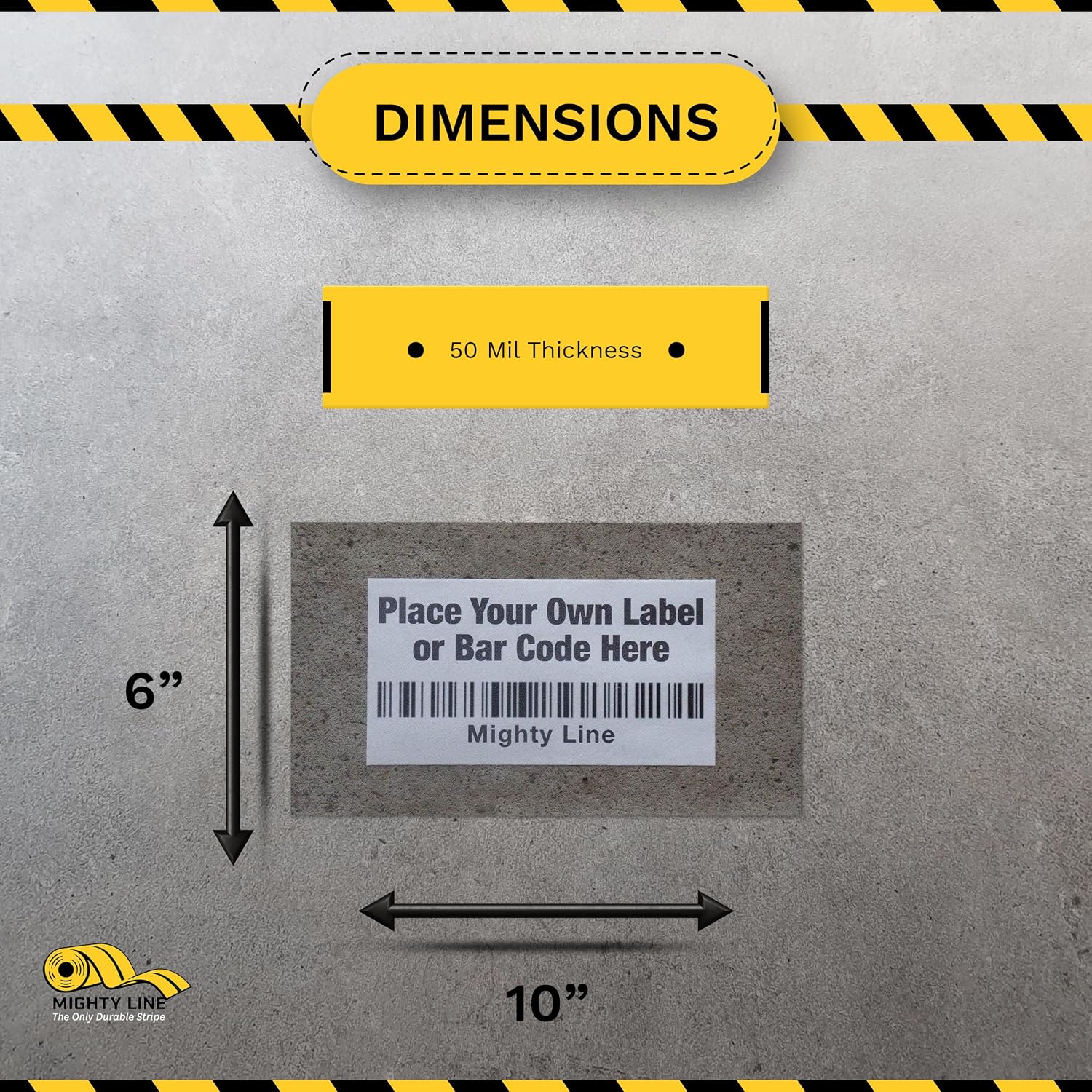 Mighty Line Clear Label Protectors Covers for Sealing Barcode Stickers, Industrial, Warehouse, 5S Supplies, Peel and Stick Adhesive for Floor Marking, 6" Wide x 10" Long, Pack of 100
