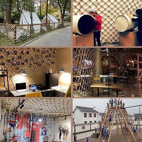 Miniatura 6 de Red de cuerda de cáñamo de seguridad para niños, red de seguridad para escalar, casa de árbol, escalada para niños, red de cuerda de seguridad para