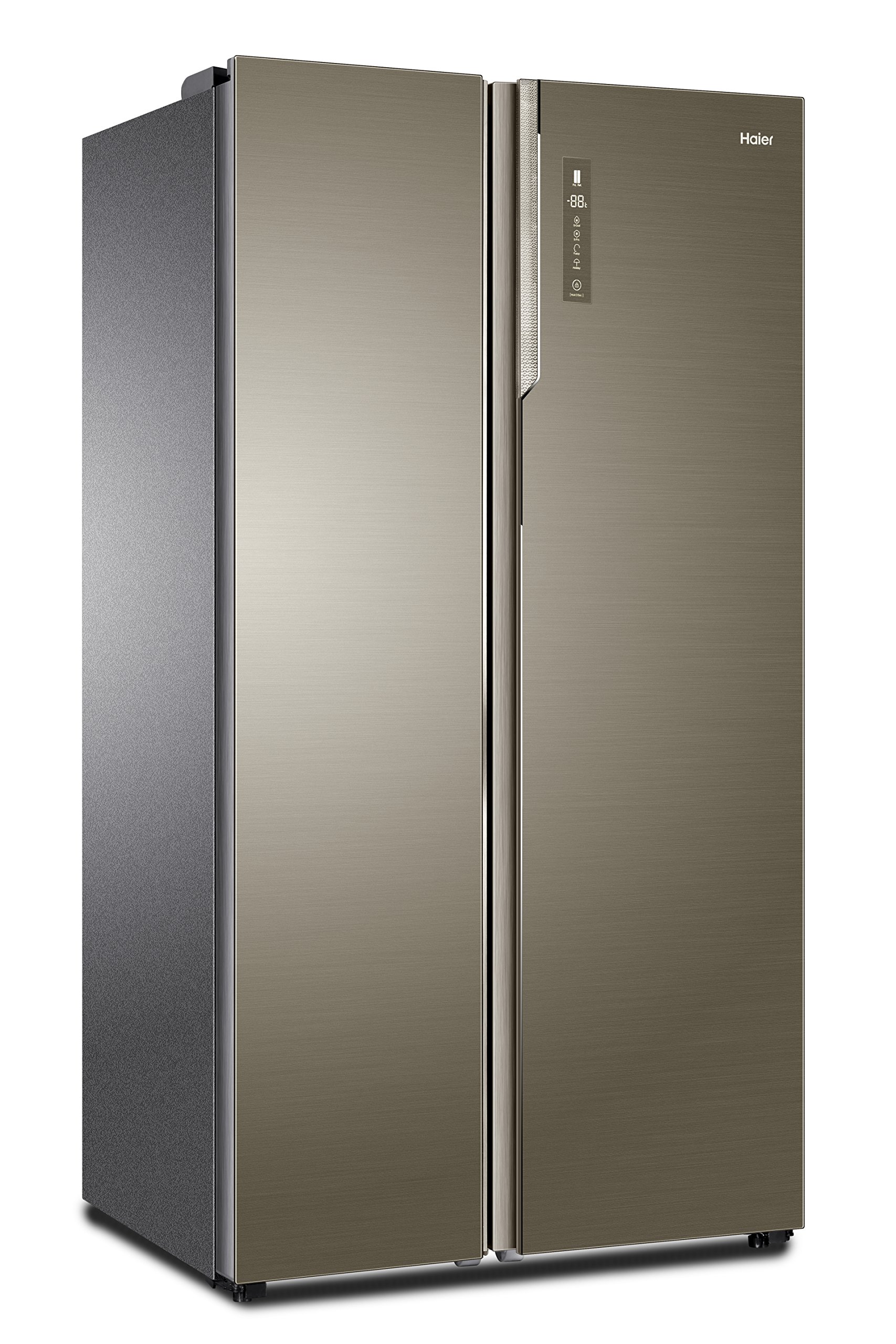 Haier HRF-de 800dgs8 Side by Side/A + + +/190 cm de hauteur/347 kWh/457 L Partie de refroidissement/335 L Partie Congélateur/Total Nofrost jamais abtauen/Façade en verre dans wertiger aspect métal