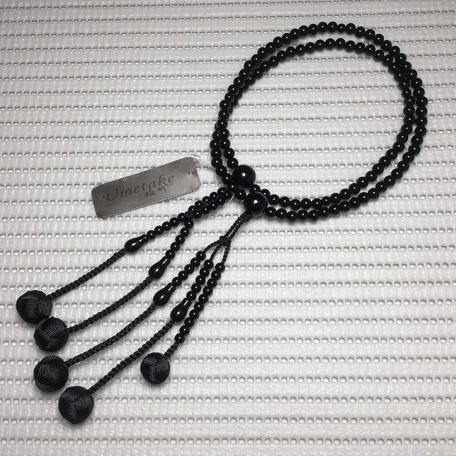 UMT Buddhist Prayer Beads 33cm Nichiren juzu Black Acrylic Beads and Black Woven Balls Buddha Rosary Nenju