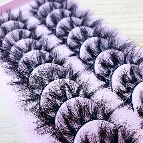 Miniatura 5 de Pestañas postizas de visón sintético, aspecto natural, esponjosas, ojo de gato 8D, pestañas postizas dramáticas de volumen corto, 10 pares a granel