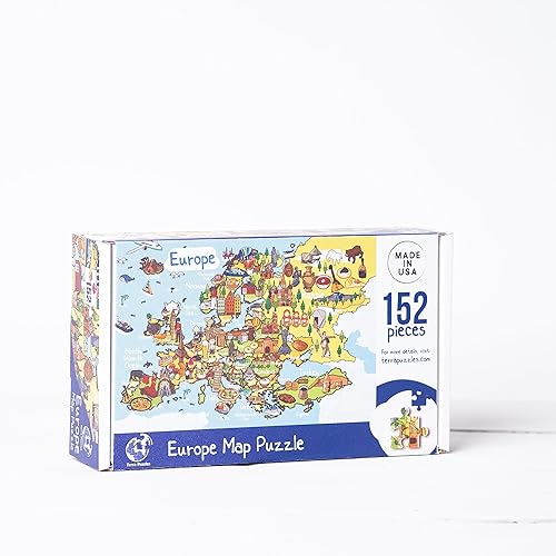 Rompecabezas de madera de mapa de Europa de 152 piezas, 10 x 15 pulgadas