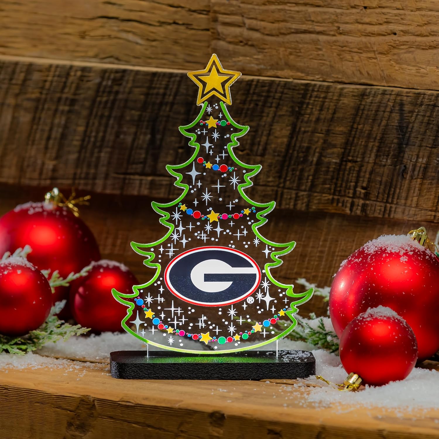 NCAA University of Georgia LED Light Signs College Sports Rectangle Tabletop Decor, Free-Standing Desk Night Light Lamp for Home, Office, Man Cave, Christmas Gift for Men, Women, Made in USA