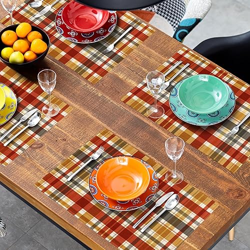 Miniatura 40 de Juego de 4 manteles individuales de arpillera con hojas de otoño, 12 x 18 pulgadas, calabazas de acuarela, Acción de Gracias, decoración de otoño