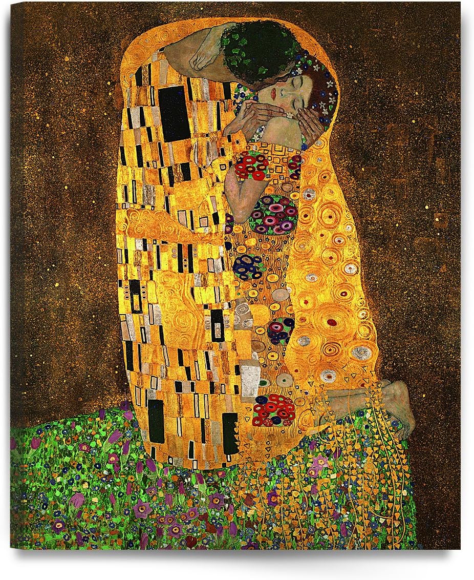 DECORARTS - Gustav Klimt The Kiss. Giclee Print on Canvas Stretched Gallery Wrapped, Ready to Hang, Made in USA