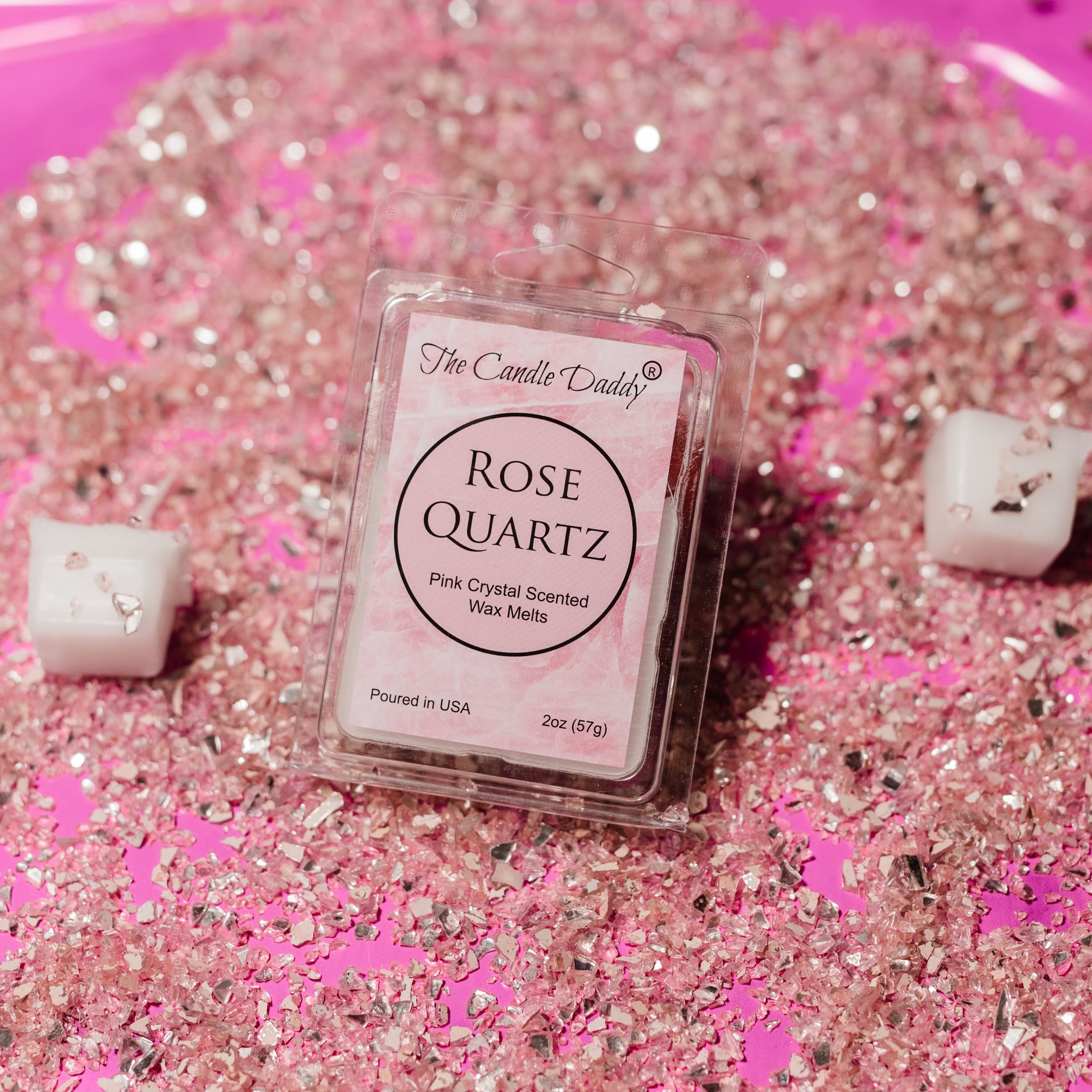 The Candle Daddy Rose Quartz - Pink Crystal Scented Wax Melt - 1 Pack - 2 Ounces - 6 Cubes