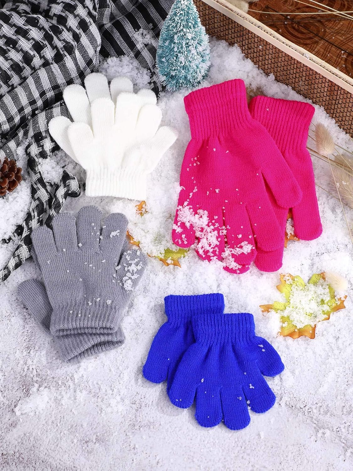 Pangda 12 Pairs Child Gloves Kids Winter Gloves Knitted Gloves for Kids Boys Girls Winter Using (5-7 Years, 6 Colors) : Clothing, Shoes & Jewelry