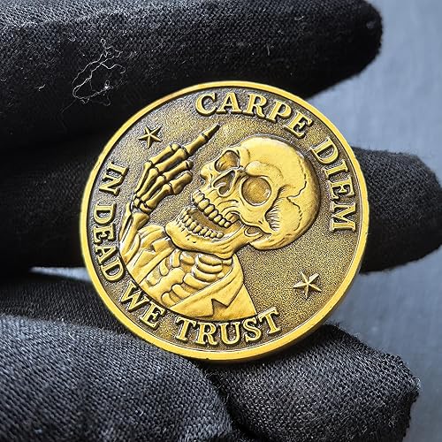Miniatura 5 de Memento Mori Challenge Coin Carpe Diem Ficha de bolsillo Regalo motivacional