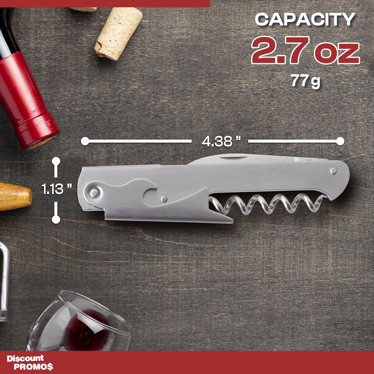 10 Valencia Stainless Steel Wine Bottle Openers Set - Corkscrew, Serrated knife, Perfect for Bars - Silver