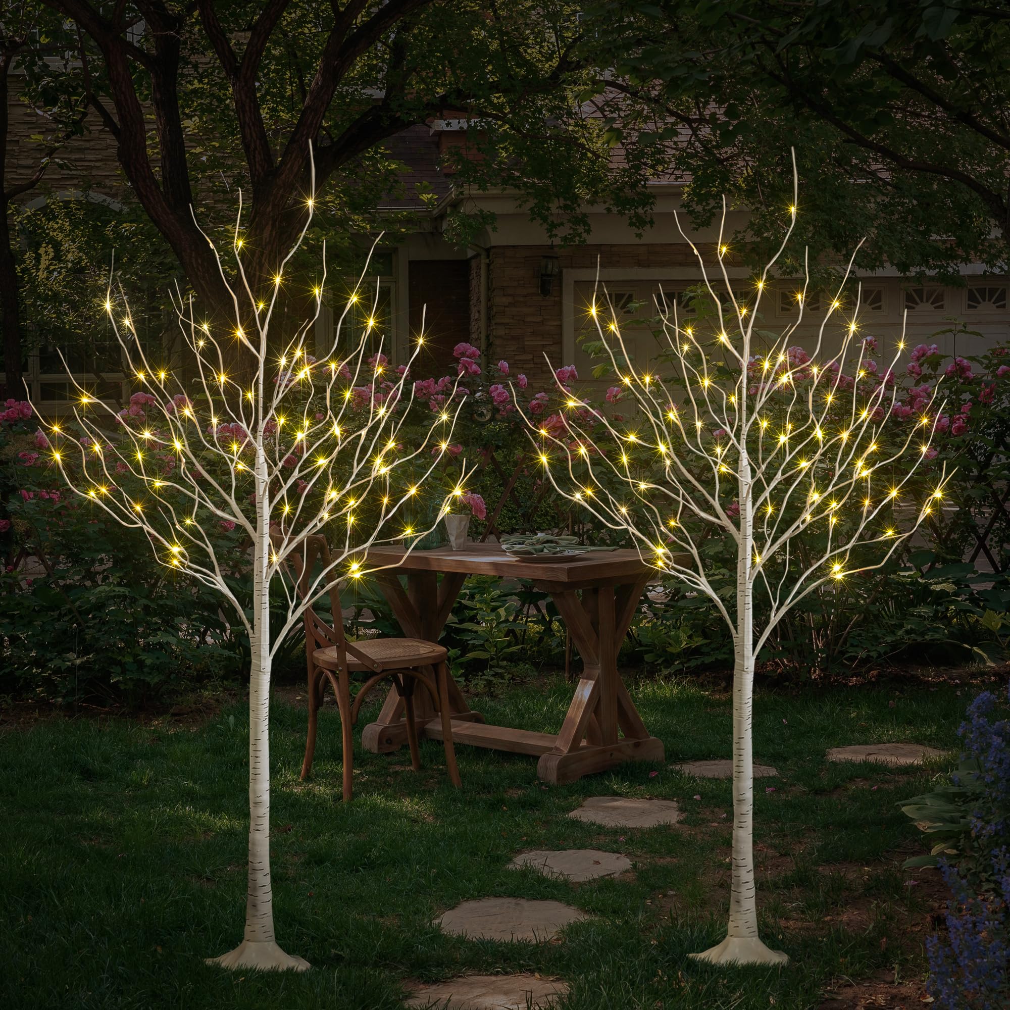 6 Ft Lighted Stick Tree 6 Ft Tall Birch Tree With 588 LEDs,