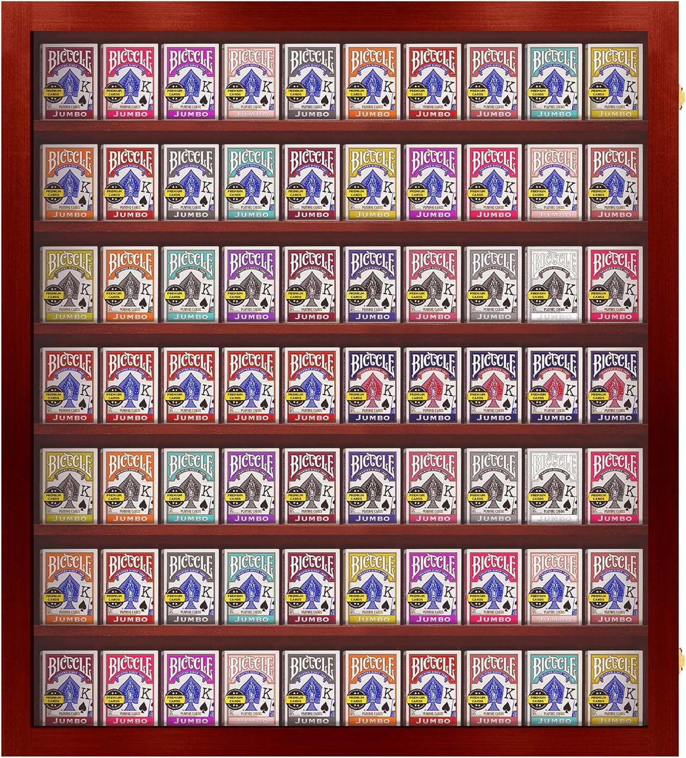 PENNZONI Card Deck Display Case - Holds 70 Playing Cards, Trading Card Display, Acrylic Wall Display Case, Playing Card Case for Cards | 4.5" Tall, Cherry