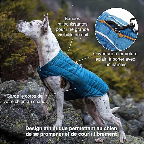 Miniatura 3 de Kurgo Loft - Chaqueta reversible para perro, para clima frío, resistente al agua con ribete reflectante, color azul tinta, talla M