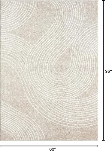 Miniatura 2 de Abani Nuevo Collection - Alfombra de área, diseño de transición beigecrema, 5 pies 3 pulgadas x 7 pies 6 pulgadas, fácil de limpiar, duradera para