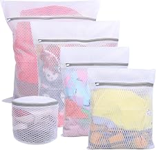 5PCS Mesh Laundry Bags for Washing Machine, Laundry Bags with Zips, Reusable Washing Machine Wash Bag for Clothes, Underwear, Bra,Socks (XL+L+M+S+Bra Bag,White)