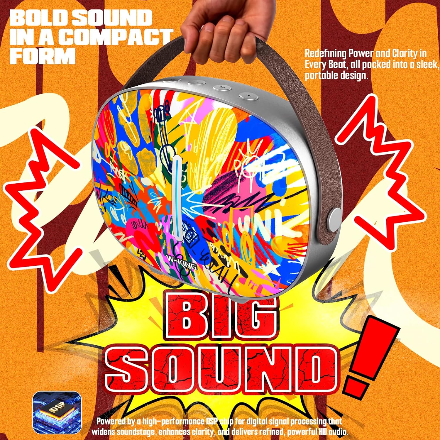 Bluetooth Speaker, W-KING T8II Portable Loud Speakers Bluetooth Wireless, 96W Max Party Large Outdoor Speaker Boombox Subwoofer, Heavy Bass/Crystal Clear Sound/Fast Charging/LED/BT5.4/AUX/USB Playback