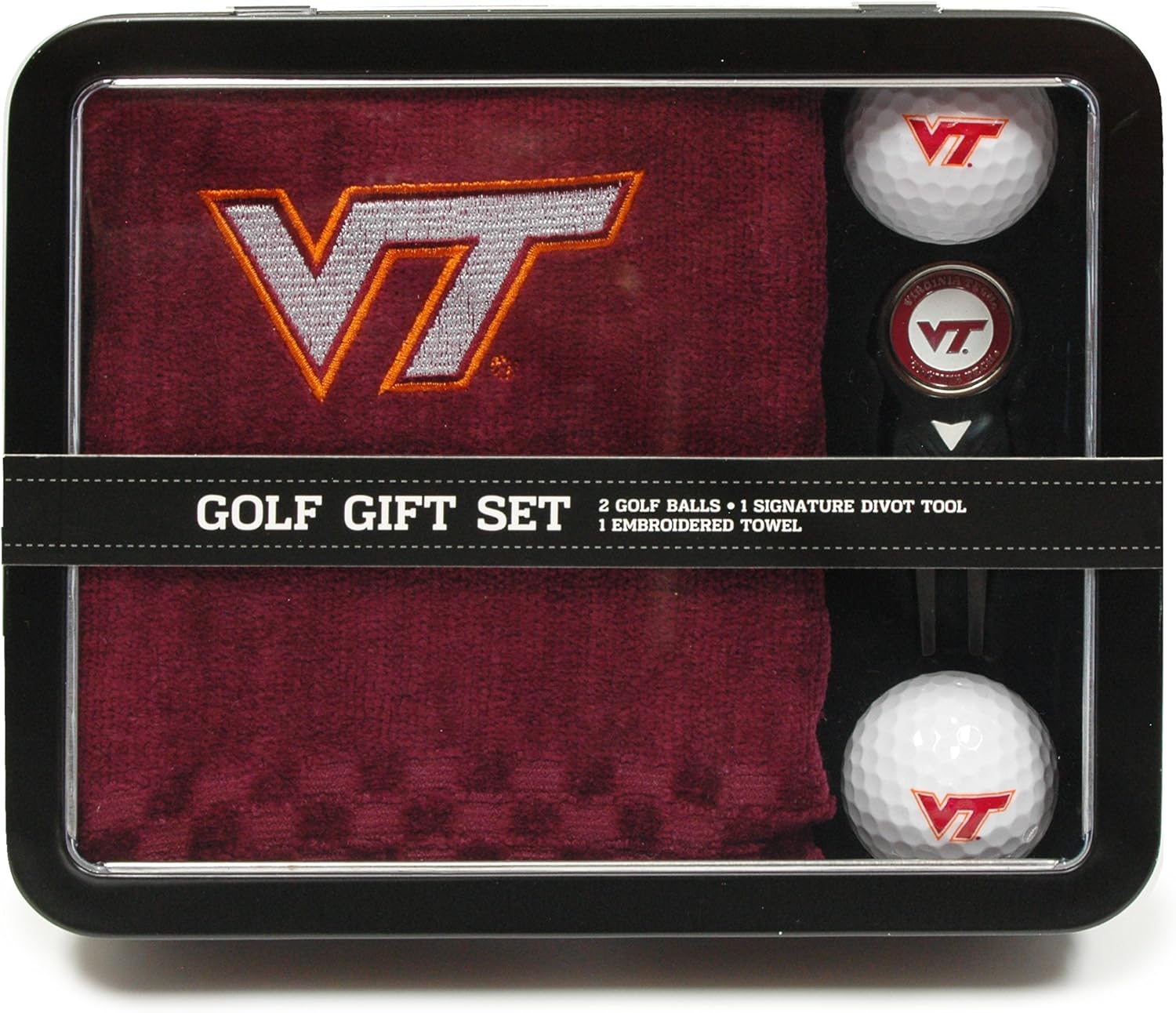 Team Golf NCAA Gift Set Embroidered Golf Towel, 2 Golf Balls, & Divot Tool with Removable Double-Sided Magnetic Ball Marker