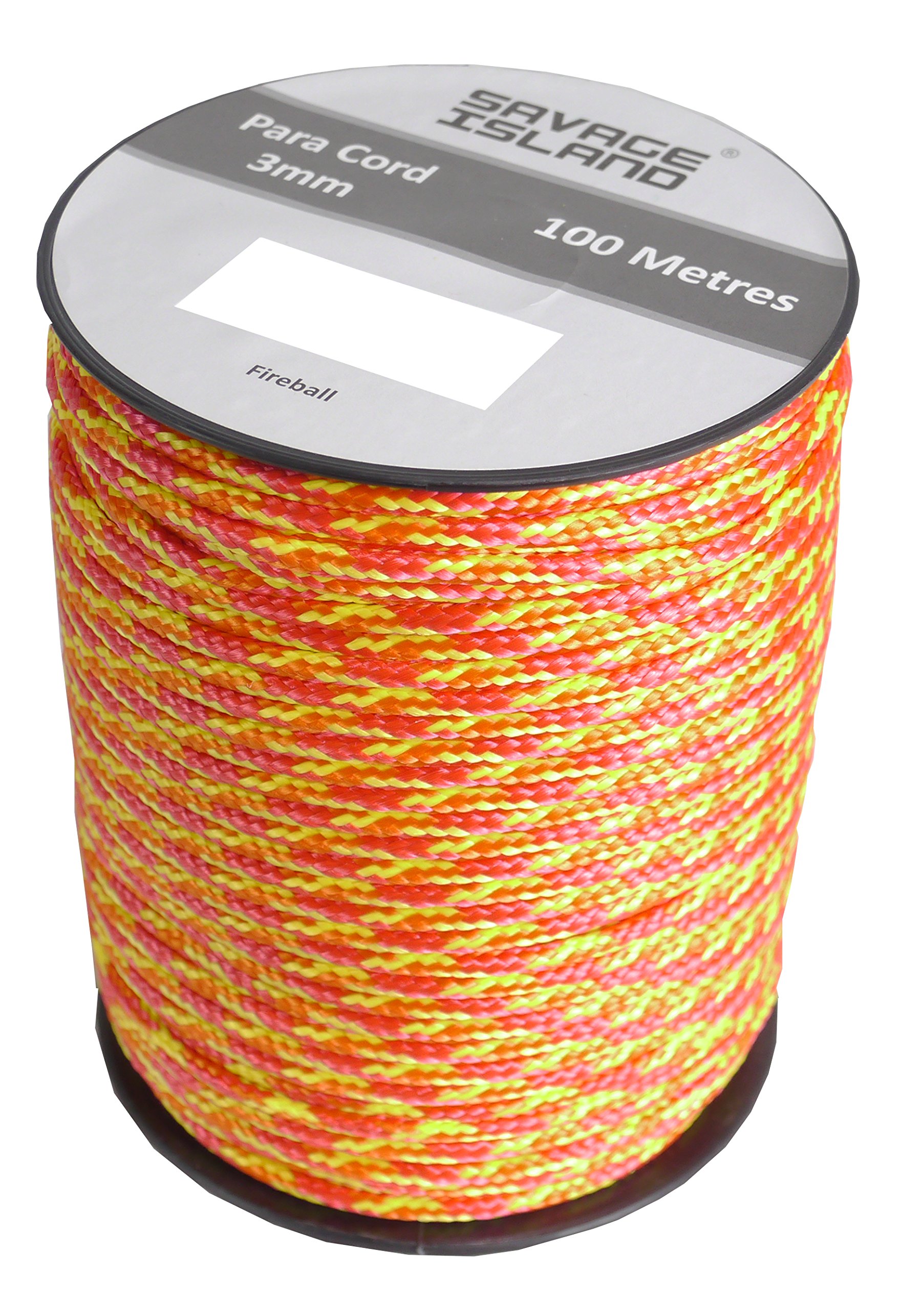 Savage Island Fireball 100M Reel Paracord Army Camping For Tent Basha Bivi Shelter Buidling Hammock Gardening Bushcraft In Green, Black, Coyote And Red Colours (Fireball)