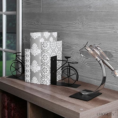 Miniatura 8 de Hosley Sujetalibros clásicos para bicicleta, extremos de libros de metal vintage de 6.5 pulgadas para estantes, organizador de libros resistente