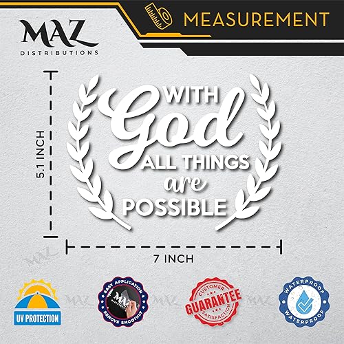 Miniatura 3 de Calcomanía de vinilo con Dios All Things are Possible  Autos, camiones, camionetas, SUV, paredes del hogar, puertas, espejos, tazas, portátiles, 7 x