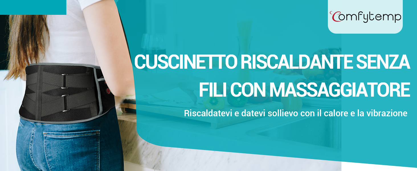BESTEK Cintura Massaggiante Riscaldante Elettrica - Termoforo A Infrarossi Senza Fili Per Dolori Lombari, Schiena, Spalle E Addome