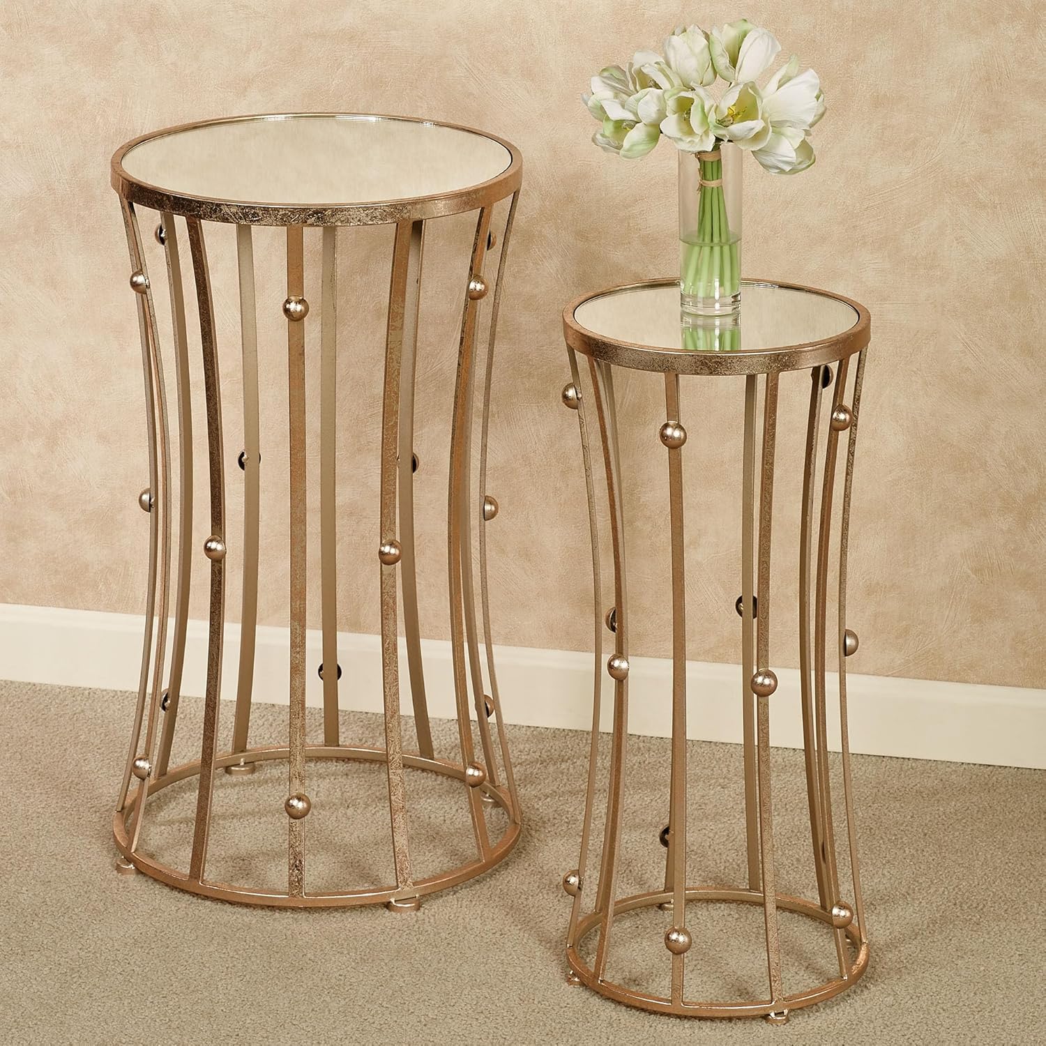Banning Pedestal Tables Rose Gold Set of Two