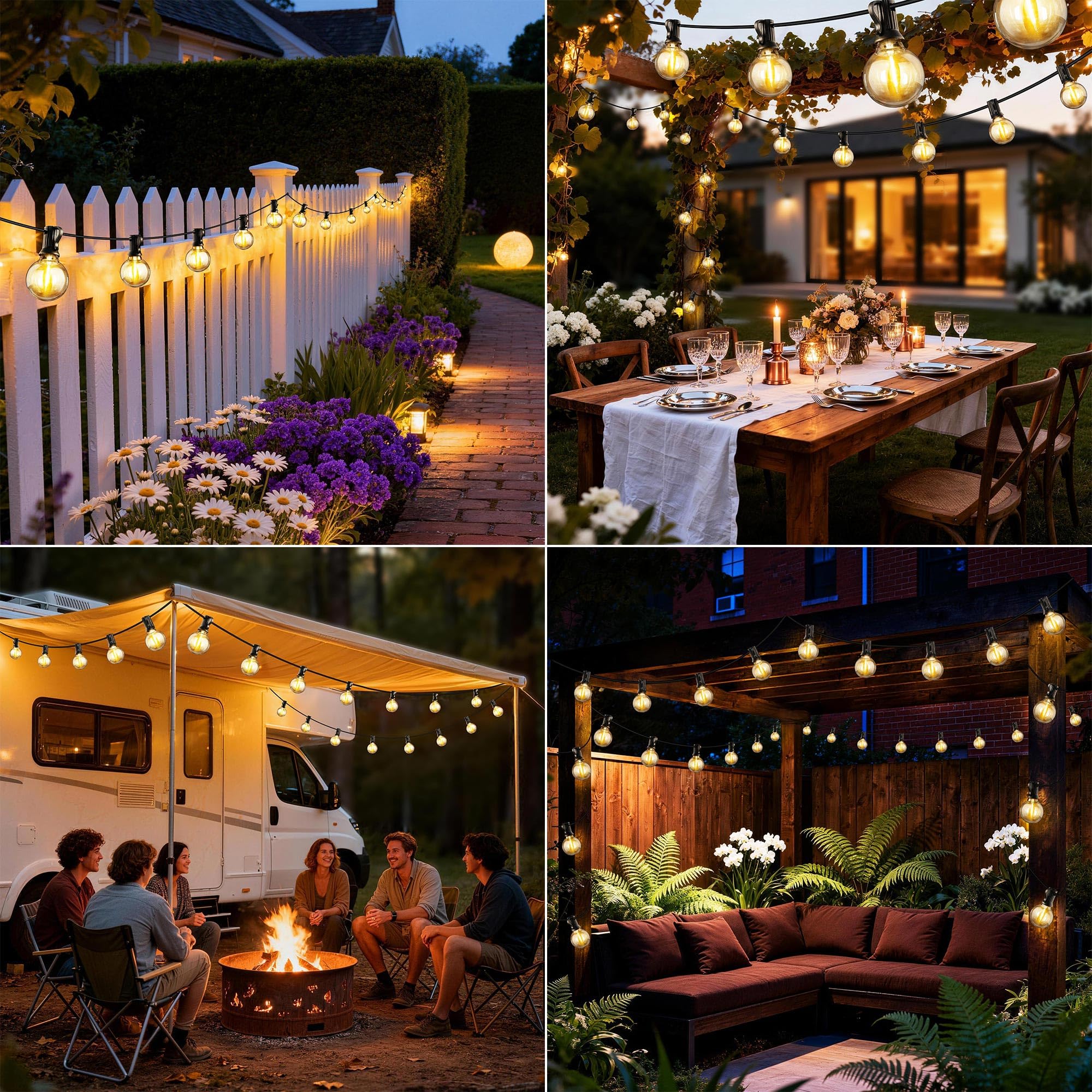 Joomer Guirnalda Luces Exterior, 20M Guirnaldas de Luces Exterior con 27+1 G40 Bombillas, 3 Modos Impermeable Luces Led Interior con Enchufe para Jardín, Patio, Café, Fiesta, Terraza