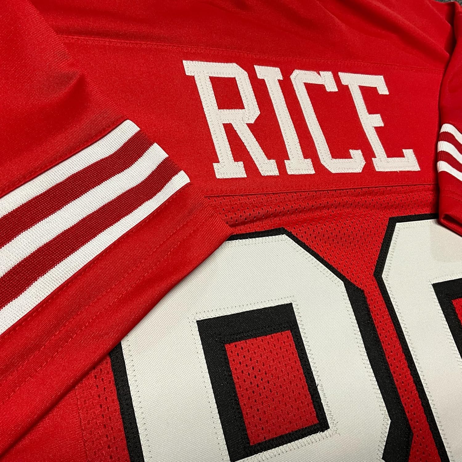Jerry Rice Jersey Red with Drop Shadow San Francisco | Unisex Adult Sizes S-5XL Unsigned Custom Sewn Stitched