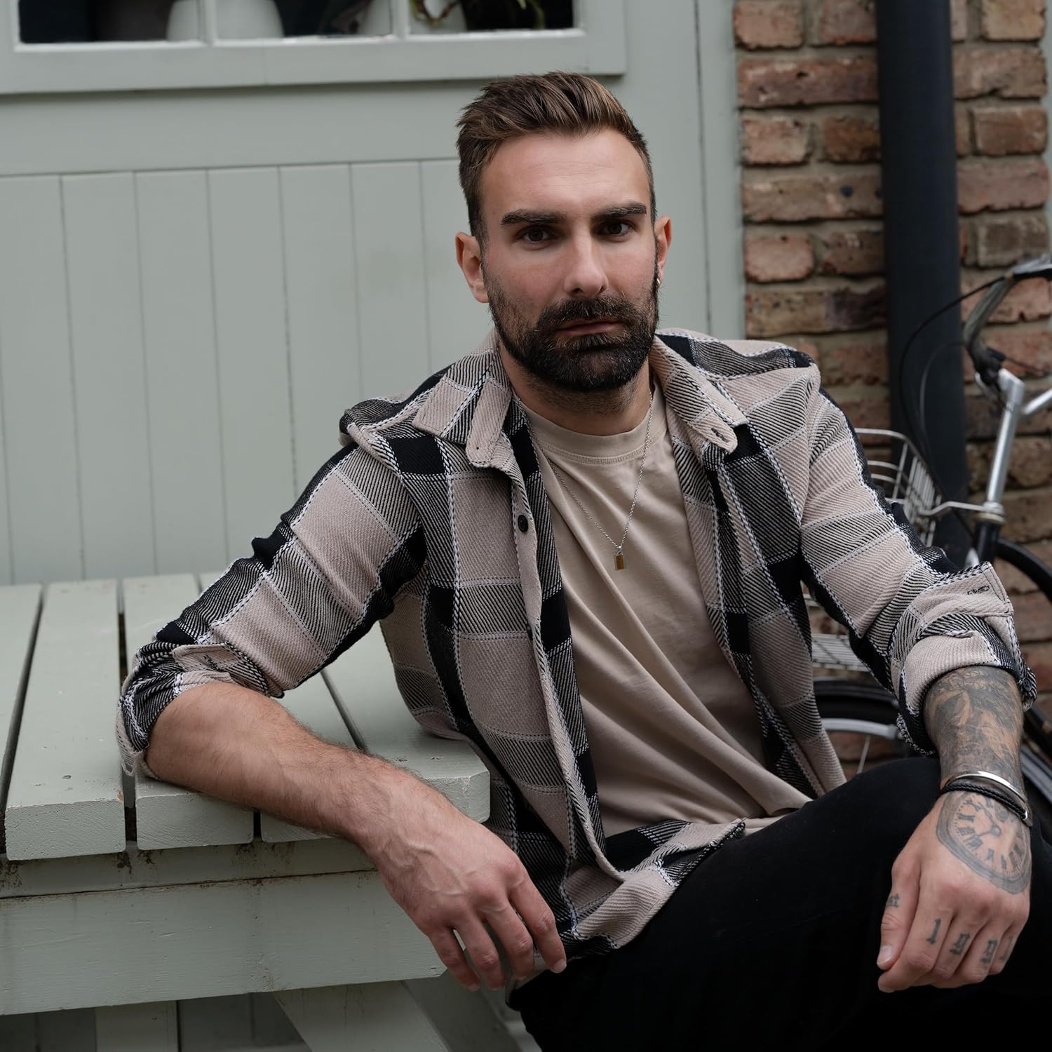 Forge & Foundry Men's Adjustable Black Braided Leather Bracelet | Highly Polished or Brushed Black Sliding Clasps | Design-Led, Artisan Jewelry from London | Trinity - Image 3