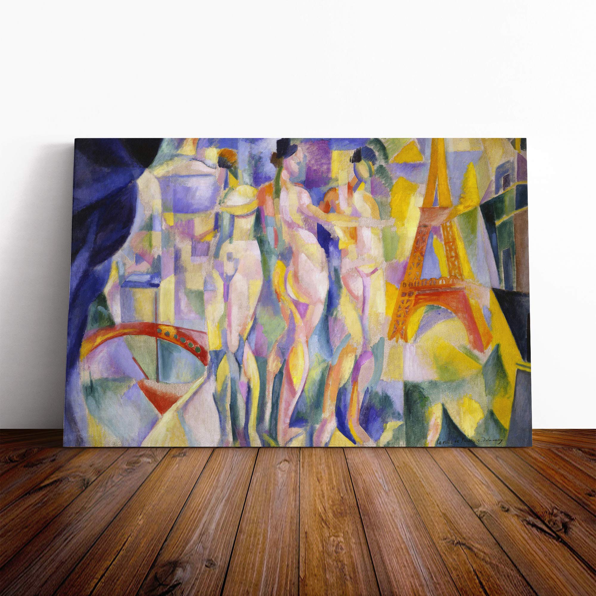 Robert Delaunay La Ville de Paris Canvas Print | Gallery Wrapped 30mm Frame Wall Art | 24x16 inches | Ready to Hang | Modern Picture | Living Room Bedroom Lounge Office