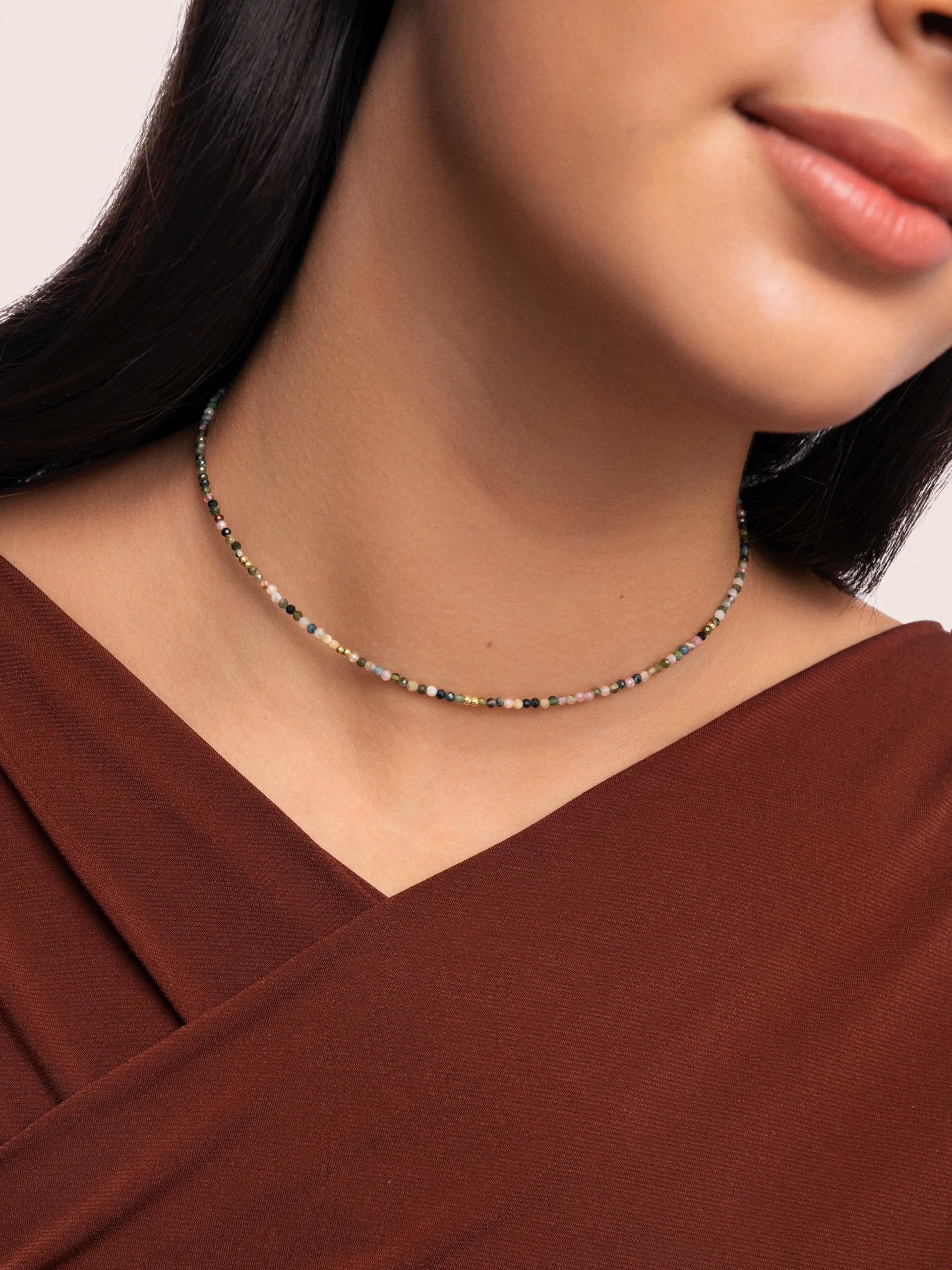 Image secondaire de Collier Éloïse en Acier Plaqué Or avec Pierres Naturelles