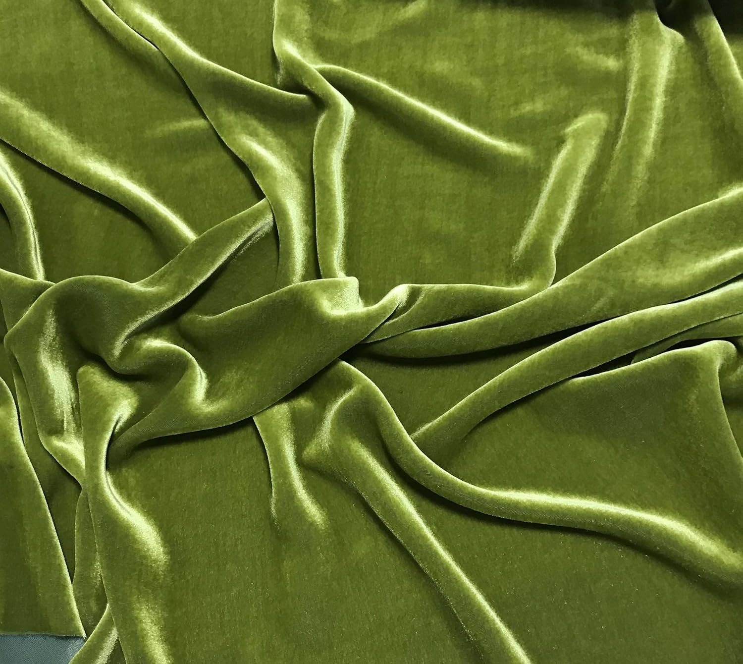 Iridescent Yellow Green - Silk Velvet Fabric