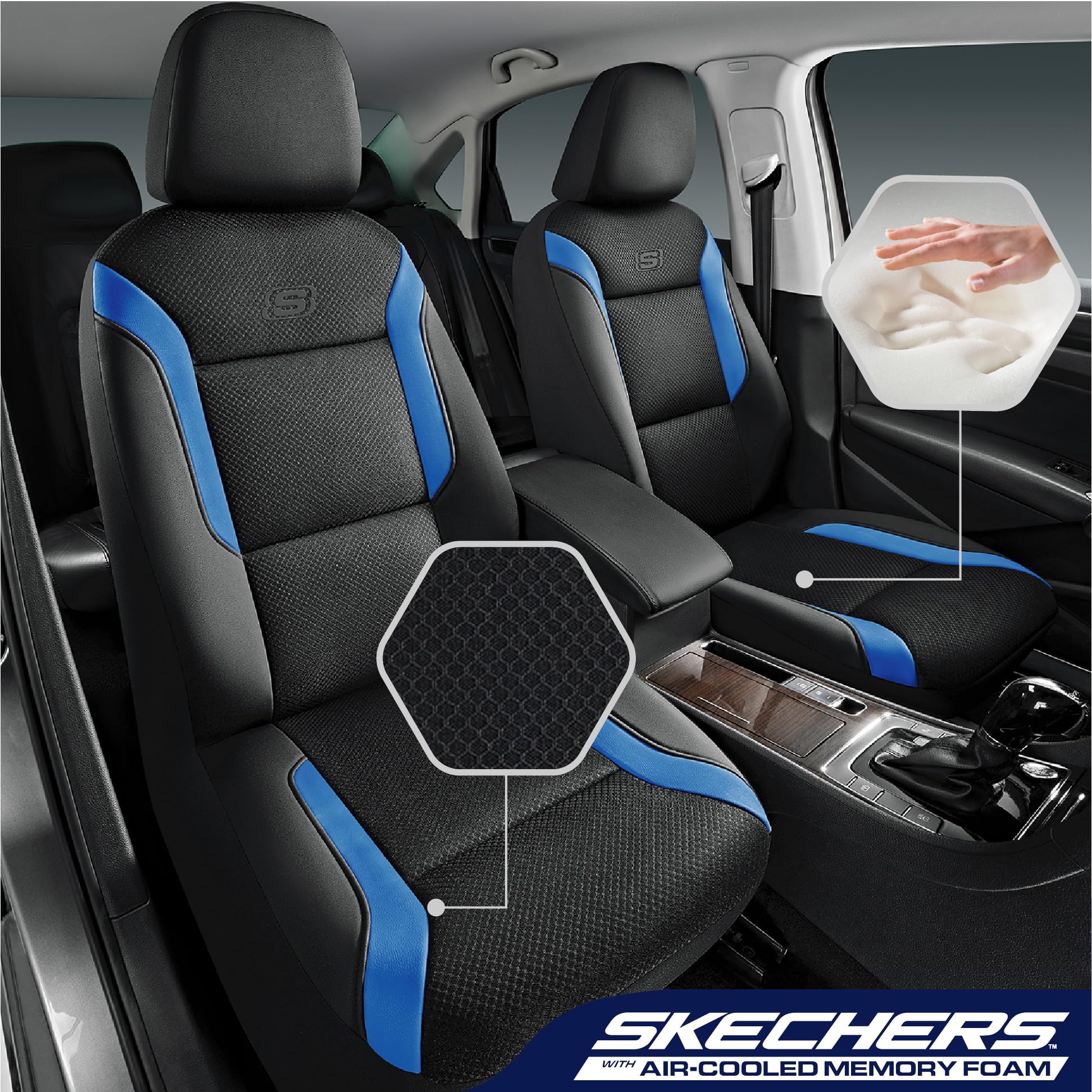 Skechers Memory Foam Car Seat Covers Air Cool Mesh Thick Seat Covers Car Seat Covers Front Seats Airbag — view 2