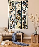 Vista 1 de Lunarable Tapiz abstracto, diseño floral de cachemira batik, adorno dibujado a mano, decoración de tela para colgar en la pared para dormitorio