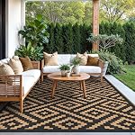 GENIMO 5'x8' Rug Outdoor Waterproof, Tapis de camping réversible, Rugs en plastique pour patio, RV, Campeur, Balcon, Cour arrière, Pique-nique, Deck & Marron)