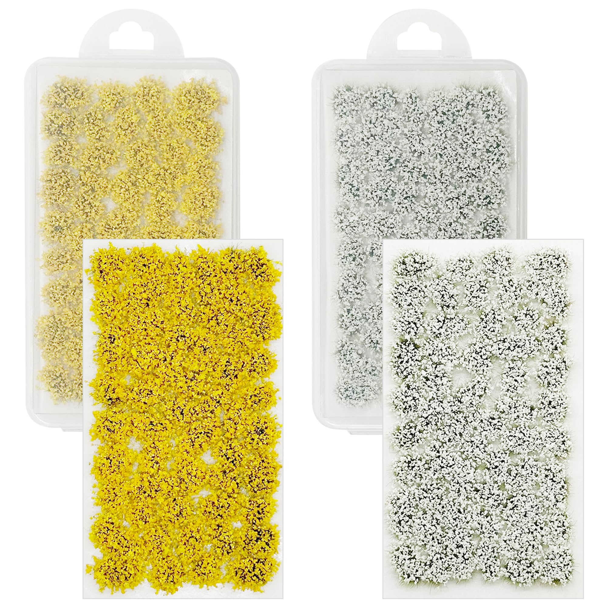 Attuslla Flower Cluster Flower Vegetation Groups Grass Tufts Miniature Static Scenery Model for Model Railway Scenery Table Landscape, White and Yellow