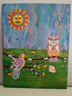 Handmade Wall Décor Painting – Madhubani Day Indian Folk Art (11x14 inch)