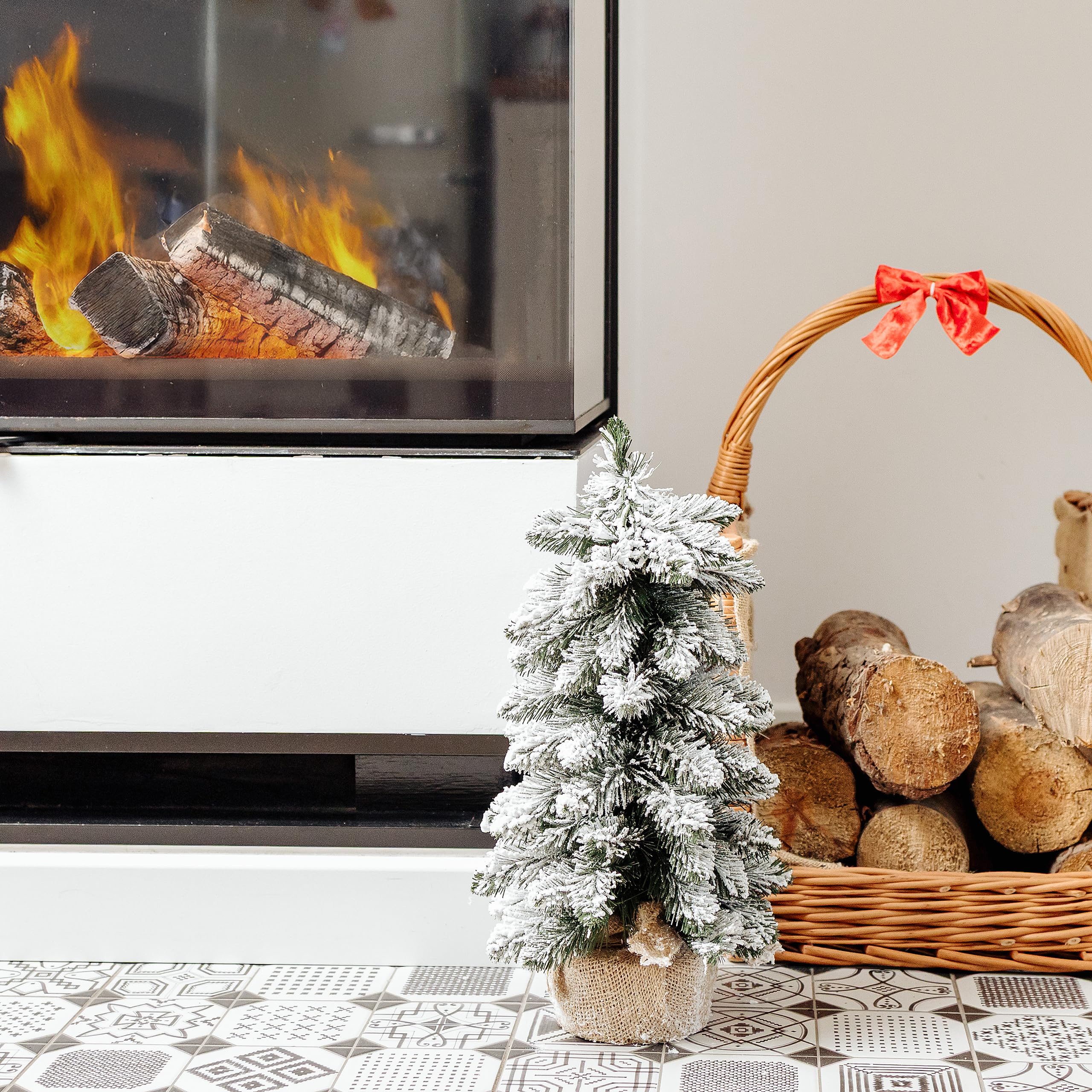 Creative Home Albero di Natale Artificiale Innevato con Effetto Neve | 40cm | Cono Piccolo Albero di Natale Salvaspazio | Alberi di Natale Piccoli per Tavolo, Ufficio | Regalo di Decorazione Fai-da-Te