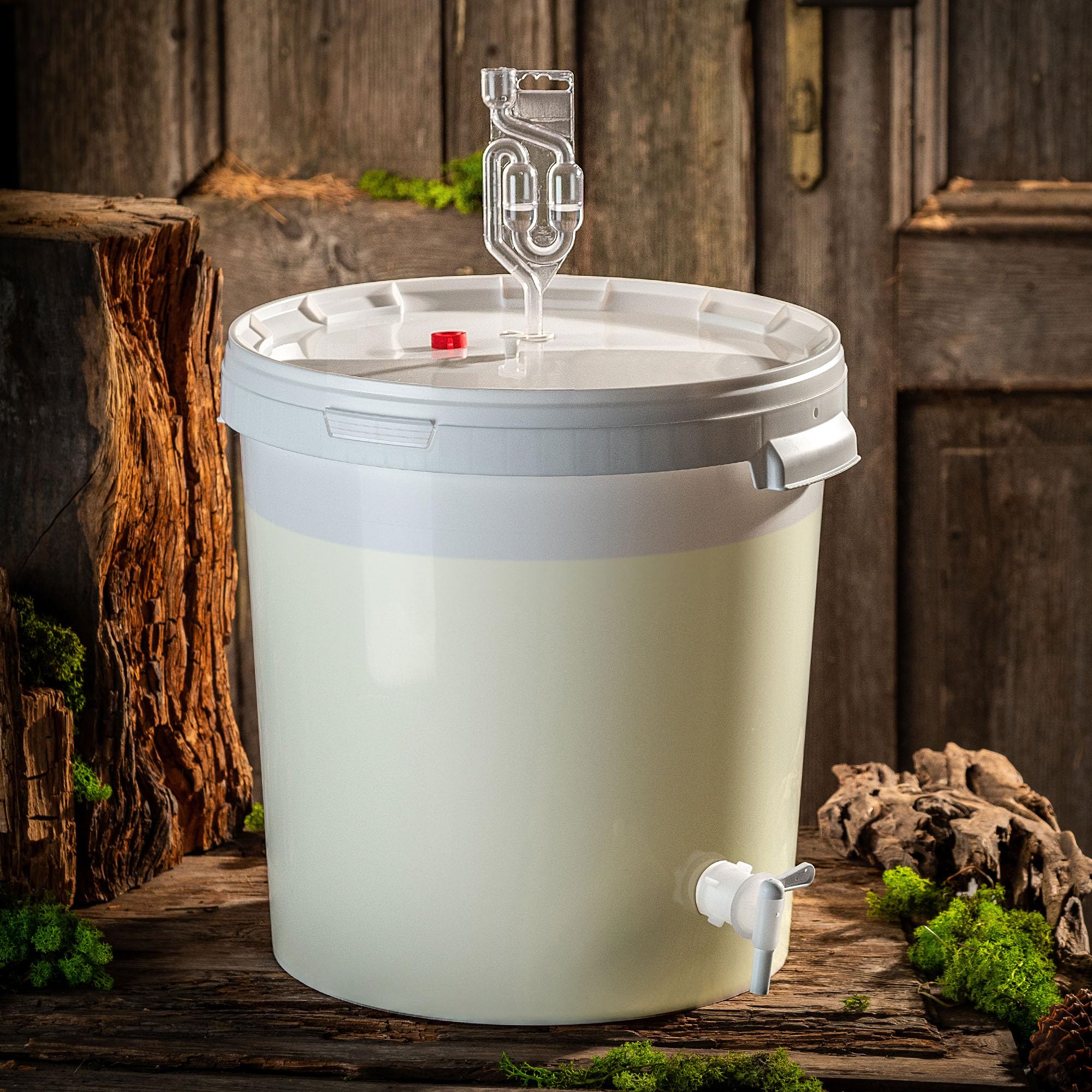 KADAX Seau de fermentation 33 l avec robinet, tubes de fermentation et bouchons en caoutchouc, récipient de fermentation en plastique avec robinet de vidange, bouchon de fermentation et bouchon pour