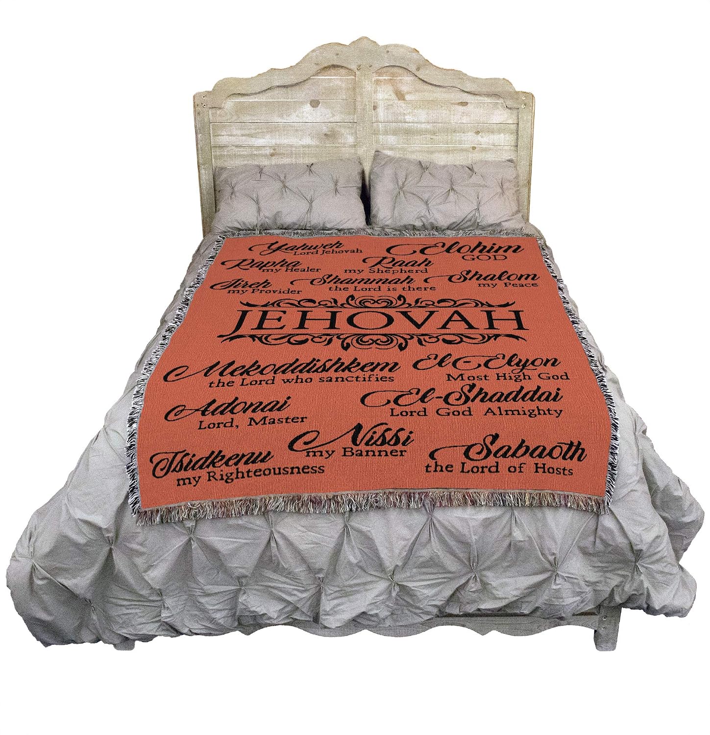 Pure Country Weavers Jehovah Blanket Wheat - Religious Gift Tapestry Throw Woven from Cotton - Made in the USA (72x54)
