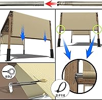 Vista 2 de Amgo Toldo de pérgola beige de 10 pies de ancho x 16 pies de largo, cubierta superior UPF50+, toldo de grado comercial de 260 GSM para patio al aire