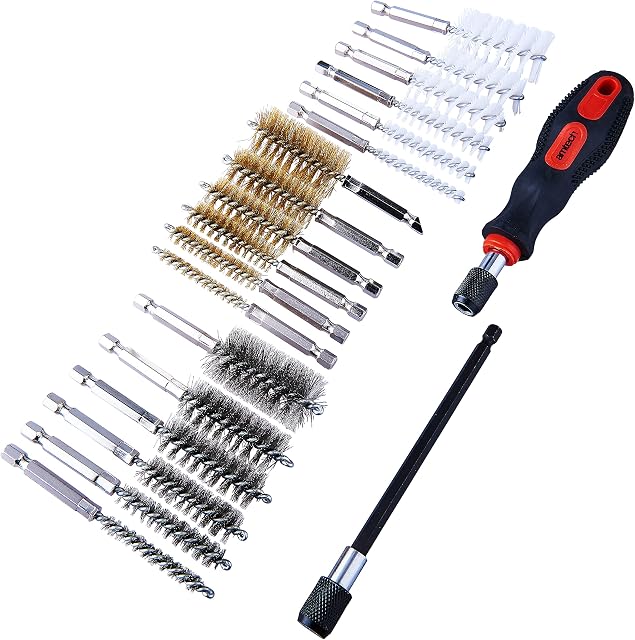 Amtech F3525 Wire Brushes for Cleaning, 20 Piece Wire Brush Kit includes Steel Brush, Brass Brush and Nylon Brush