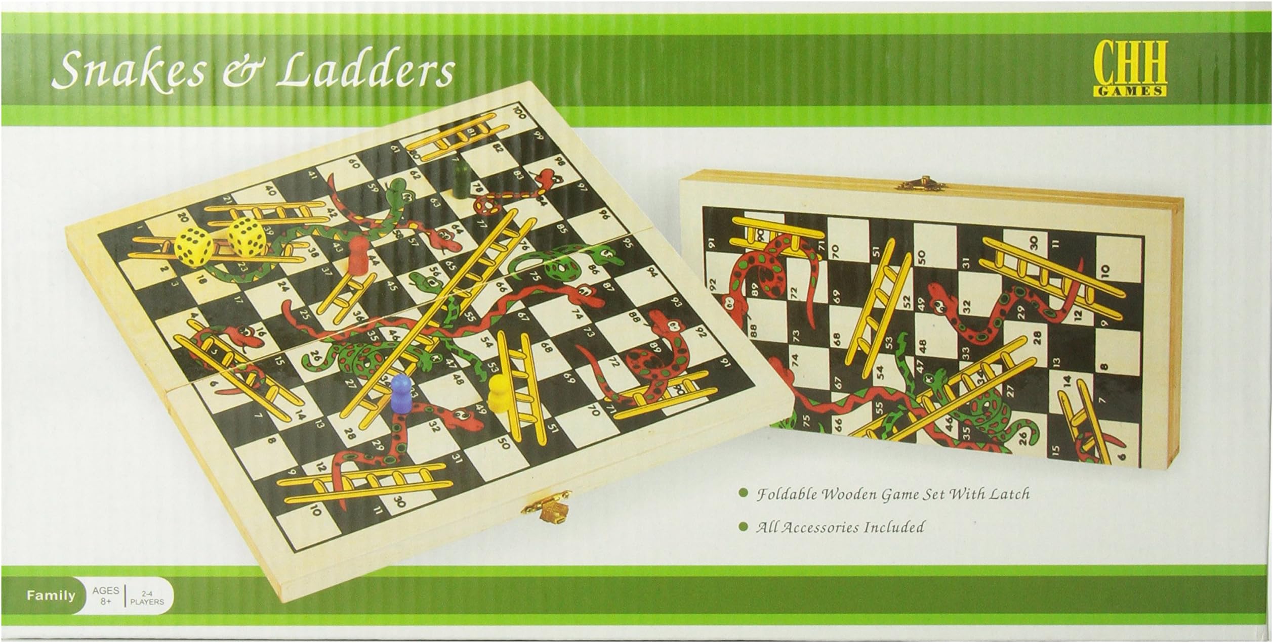CHH Games CHH Folding Wooden Snakes and Ladders Game