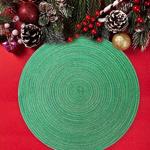 Miniatura 5 de FunWheat Juego de 6 manteles individuales redondos para mesas de comedor, lavables, antideslizantes, de 15 pulgadas, para Halloween (negro naranja)