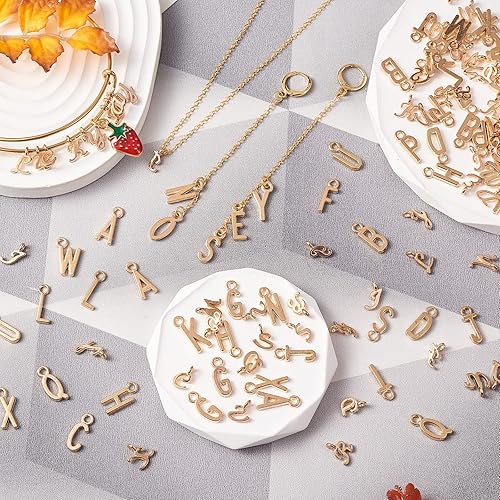 Miniatura 5 de Dijes con dije de letra, 26 letras del alfabeto, colgantes con inicial de letra A  Z para collares, pulseras, joyería, suministros de manualidades