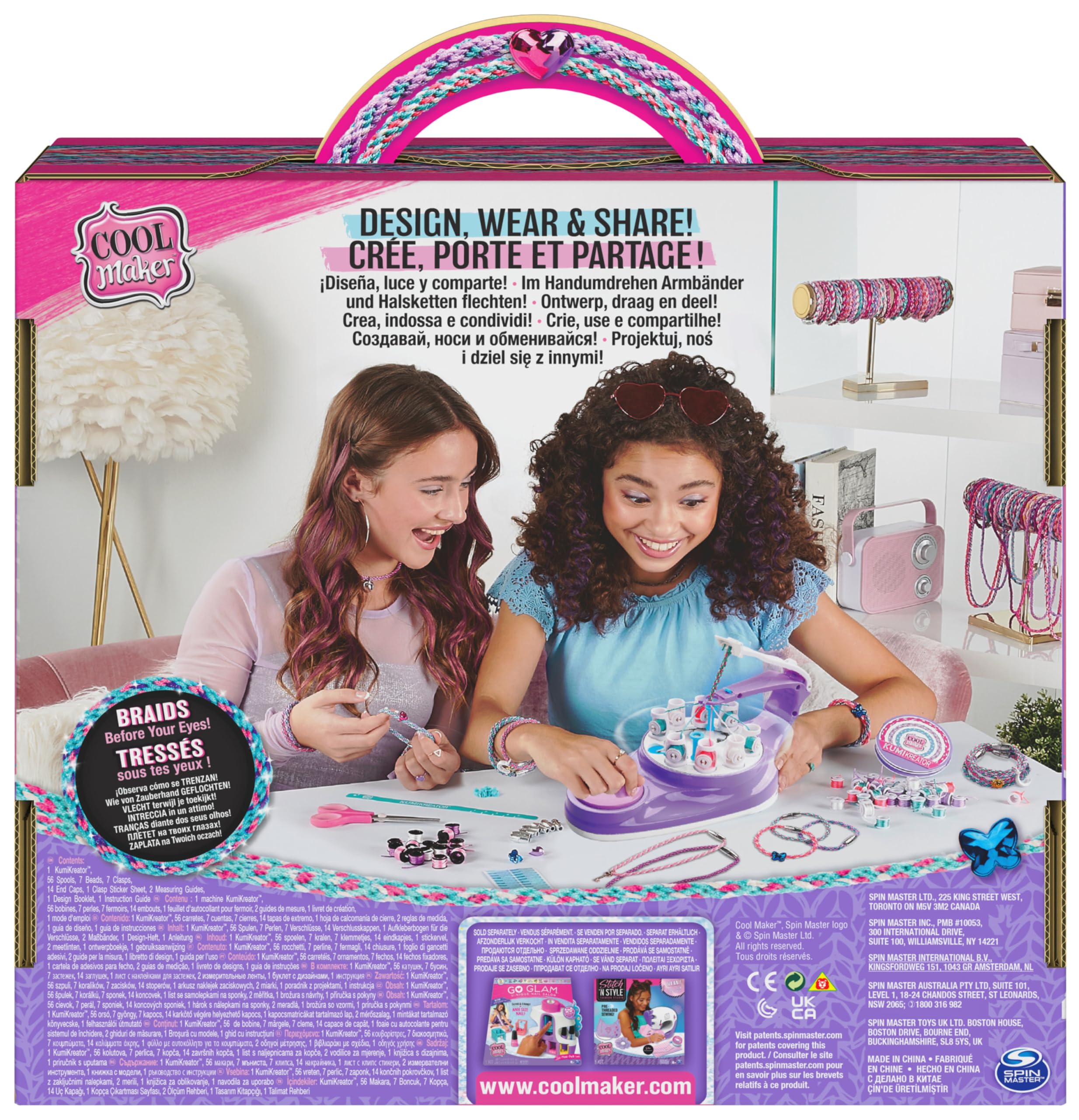 COOL MAKER - KUMIKREATOR 3 EN 1 - Kit de Manualidades niñas para crear Collares y Pulseras de la Amistad - 6064945 - Juguetes Niñas 8 Años +